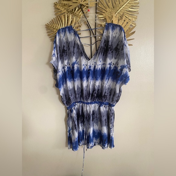 The Unbranded Brand Dresses & Skirts - Elegant Blue and Black Tie-Dye Dress